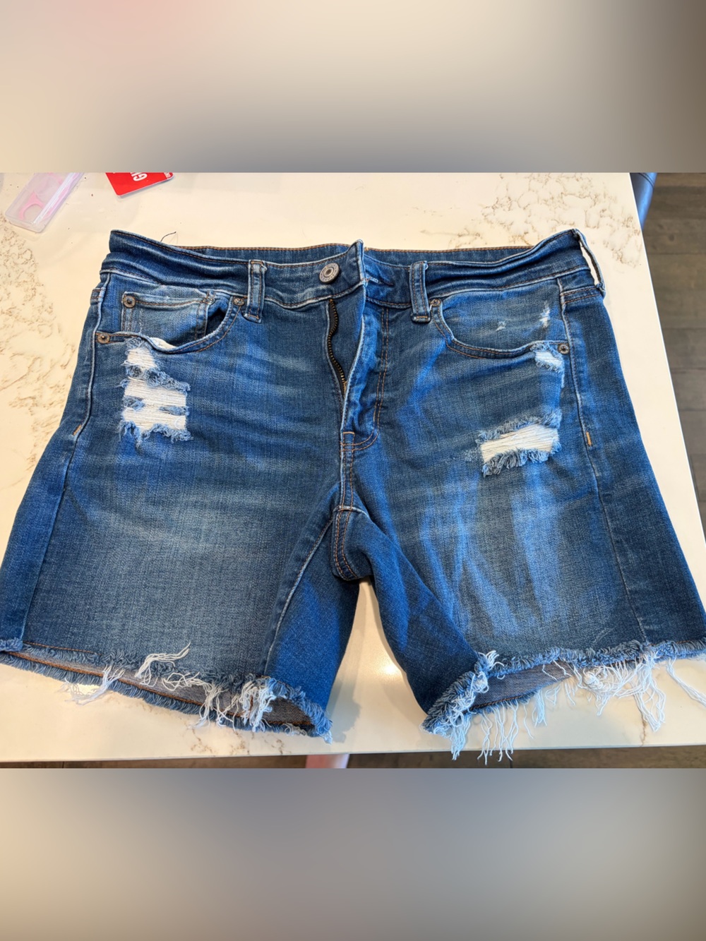 American Eagle Outfitters Distressed Blue Denim Cutoff Shorts